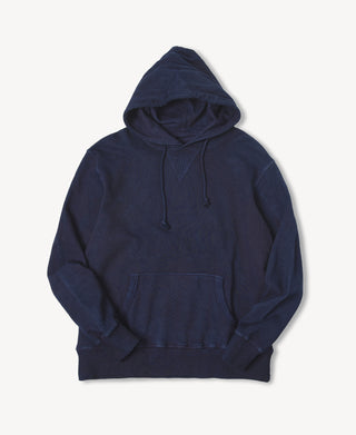 Indigo-Dyed Cotton-Jersey Hoodie