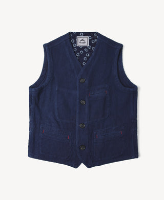 Indigo-Dyed Sashiko Work Vest