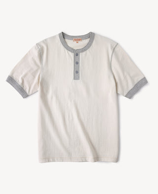 Heavyweight Cotton Tubular Short-Sleeve Henley Shirt