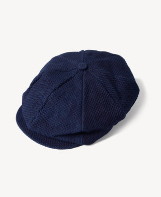 Indigo-Dyed Sashiko Newsboy Cap