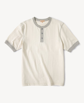 Heavyweight Cotton Tubular Short-Sleeve Henley Shirt