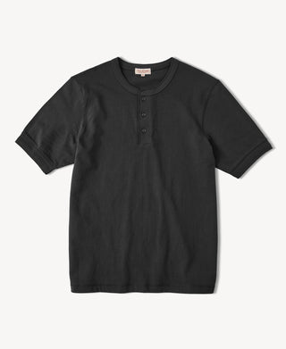 Heavyweight Cotton Tubular Short-Sleeve Henley Shirt