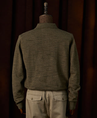 Slub Cotton Long Sleeve Knit Polo