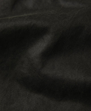 Black olive field jacket fabric close-up with matte texture