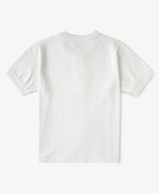 back view of Heavyweight Cotton Tubular Short-Sleeve Henley Shirt in White