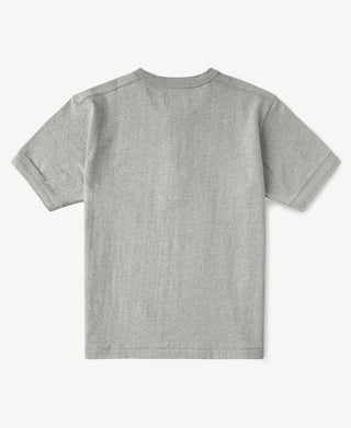 back view of Heavyweight Cotton Tubular Short-Sleeve Henley Shirt in Gray