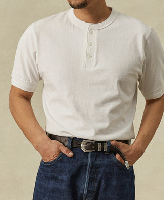 Heavyweight Cotton Tubular Short-Sleeve Henley Shirt