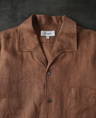 1950s Italian Collar Linen Short Sleeve Shirt
