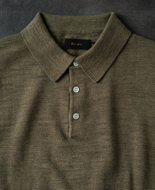 Slub Cotton Long Sleeve Knit Polo