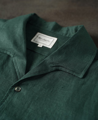 1950s Italian Collar Linen Short Sleeve Shirt