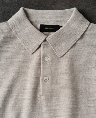Slub Cotton Long Sleeve Knit Polo