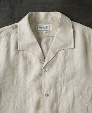 1950s Italian Collar Linen Short Sleeve Shirt