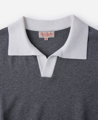 Two-Tone Johnny Collar Cotton Polo Shirt