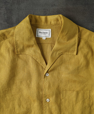 1950s Italian Collar Linen Short Sleeve Shirt