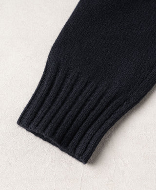 Navy wool sweater sleeve with wide rib-knit cuff