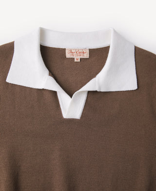 Two-Tone Johnny Collar Cotton Polo Shirt