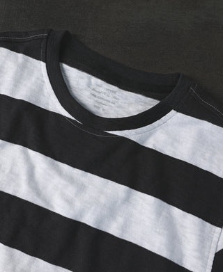 Slub Cotton Wide Striped T-Shirt