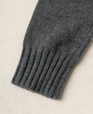 Gray wool sweater sleeve with wide ribbed cuff