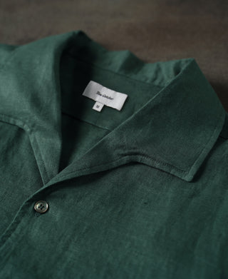 1950s Italian Collar Linen Short Sleeve Shirt
