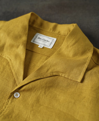 1950s Italian Collar Linen Short Sleeve Shirt