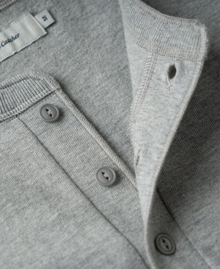 button placket of Heavyweight Cotton Tubular Short-Sleeve Henley Shirt in Gray