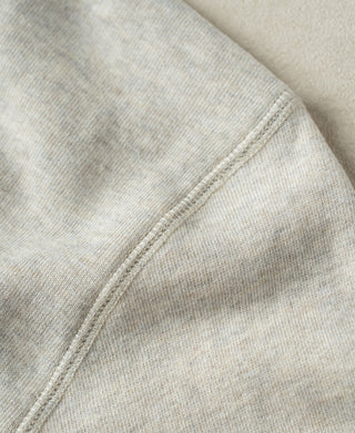 Apricot Gray sweatshirt side seam with double-needle stitching detail