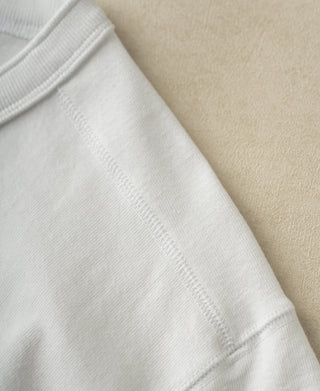 shoulder stitching of Heavyweight Cotton Tubular Short-Sleeve Henley Shirt in White