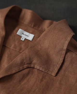 1950s Italian Collar Linen Short Sleeve Shirt
