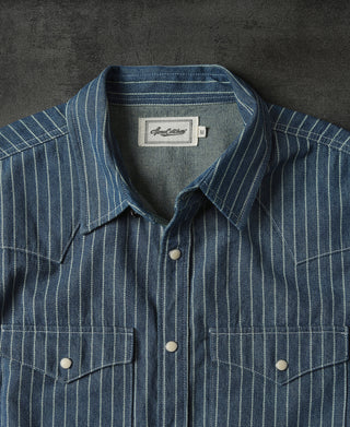 Slim Fit Wabash Striped Indigo Western Shirt