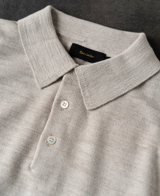 Slub Cotton Long Sleeve Knit Polo