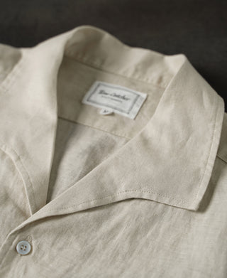 1950s Italian Collar Linen Short Sleeve Shirt