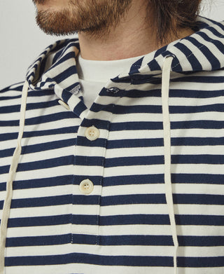 Classic Fit Breton Stripe Cotton Jersey Hoodie