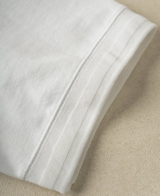 sleeve detail of Heavyweight Cotton Tubular Short-Sleeve Henley Shirt in White