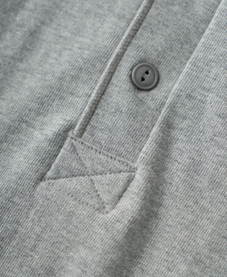placket detail of Heavyweight Cotton Tubular Short-Sleeve Henley Shirt in Gray