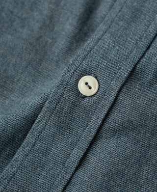 Royal blue flannel shirt button and placket detail