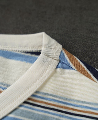 Vintage Striped Cotton Pocket T-Shirt