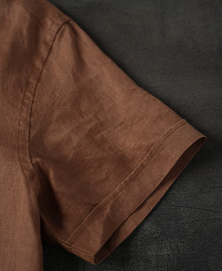 1950s Italian Collar Linen Short Sleeve Shirt