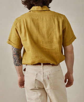 1950s Italian Collar Linen Short Sleeve Shirt