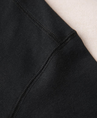 shoulder stitching of Heavyweight Cotton Tubular Short-Sleeve Henley Shirt in Black