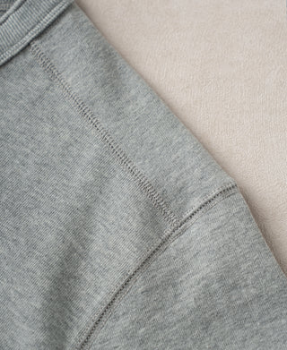 reinforced shoulder stitching of Heavyweight Cotton Tubular Short-Sleeve Henley Shirt in Gray