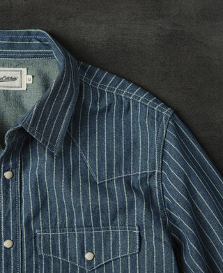 Slim Fit Wabash Striped Indigo Western Shirt