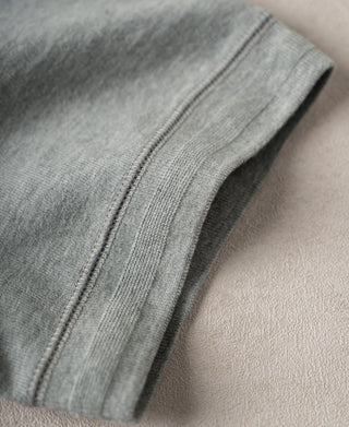 sleeve detail of Heavyweight Cotton Tubular Short-Sleeve Henley Shirt in Gray