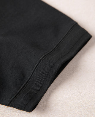 sleeve detail of Heavyweight Cotton Tubular Short-Sleeve Henley Shirt in Black