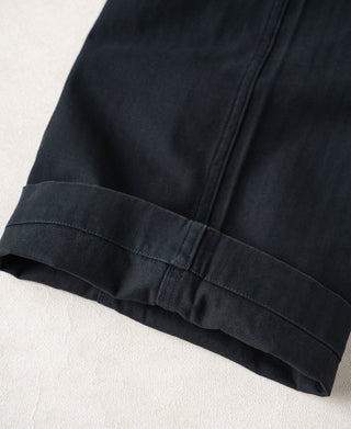 Navy deck pants leg opening with stitched cuff and relaxed hem