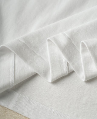 hem detail of Heavyweight Cotton Tubular Short-Sleeve Henley Shirt in White