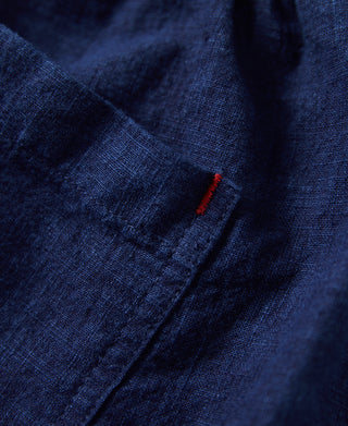 Indigo-Dye Loose Cotton and Linen-Blend Pants