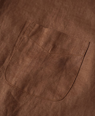 1950s Italian Collar Linen Short Sleeve Shirt