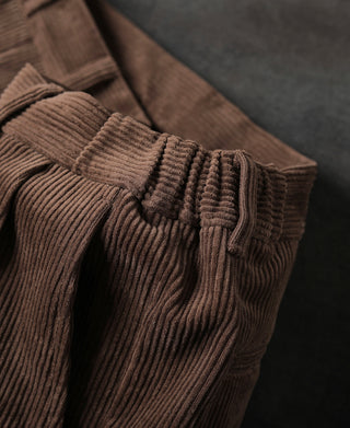 Straight-Leg Double Pleated Cotton-Corduroy Trousers