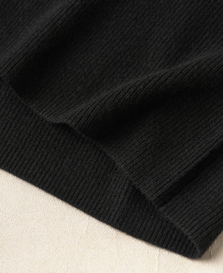 Black knit cardigan ribbed cuff detail with textured knit pattern