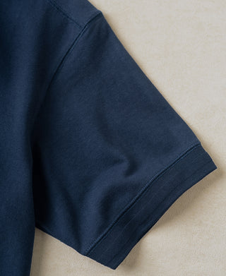 sleeve detail of Heavyweight Cotton Tubular Short-Sleeve Henley Shirt in Navy